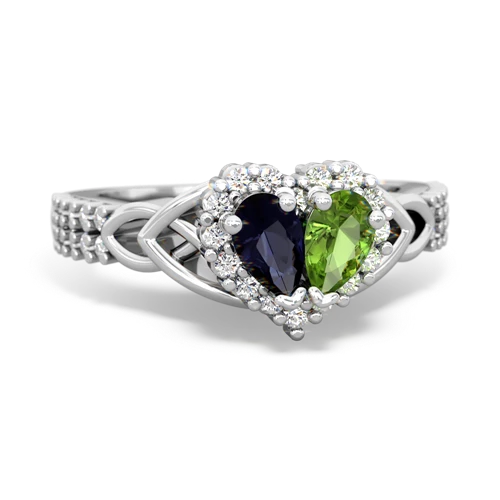 Sapphire Genuine Sapphire with Genuine Peridot Celtic Knot Engagement ring Ring