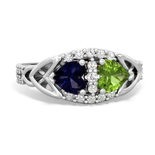 Sapphire Genuine Sapphire with Genuine Peridot Celtic Knot Engagement ring Ring