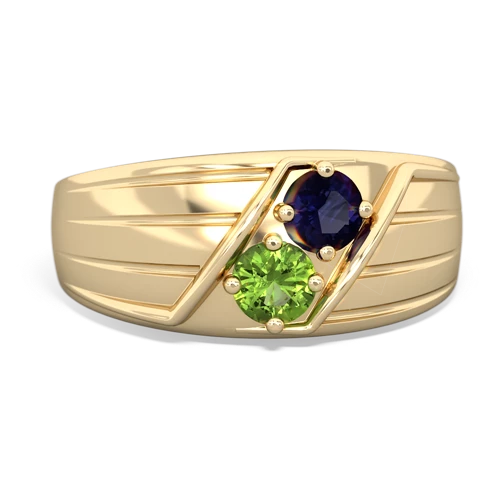 Sapphire Genuine Sapphire with Genuine Peridot Art Deco Men's ring Ring