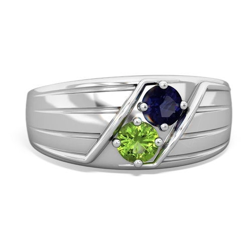 sapphire-peridot mens ring