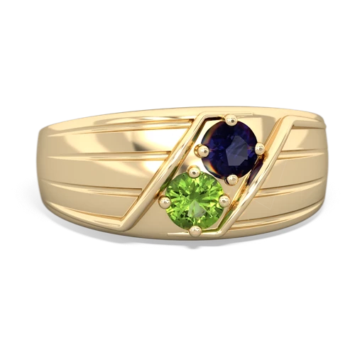 sapphire-peridot mens ring