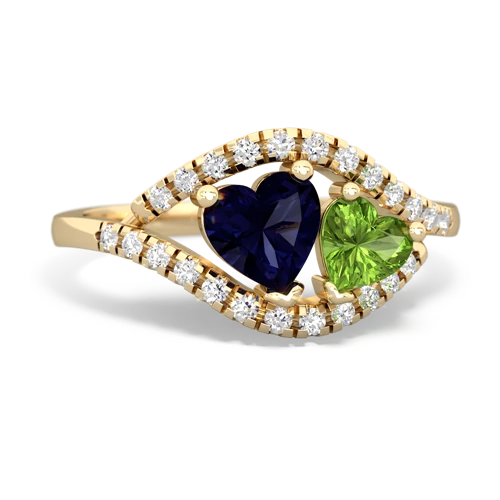 Sapphire Genuine Sapphire with Genuine Peridot Mother and Child ring Ring