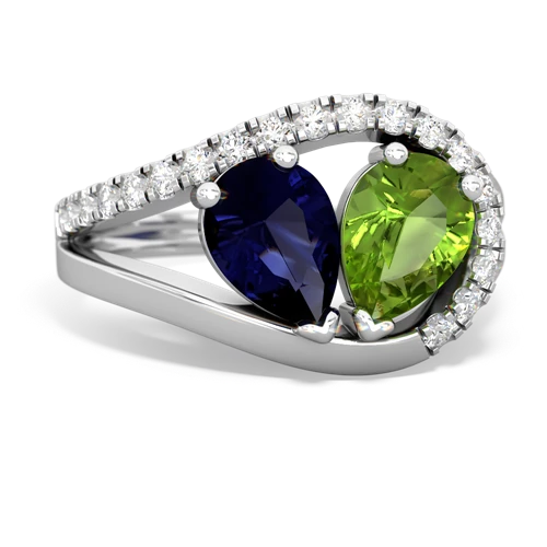Sapphire Genuine Sapphire with Genuine Peridot Nestled Heart Keepsake ring Ring