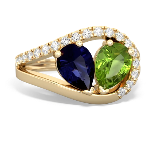 sapphire-peridot pave heart ring