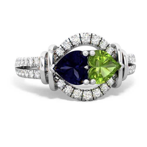 Sapphire Genuine Sapphire with Genuine Peridot Art-Deco Keepsake ring Ring