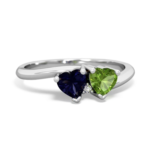 Sapphire Genuine Sapphire with Genuine Peridot Sweetheart's Promise ring Ring