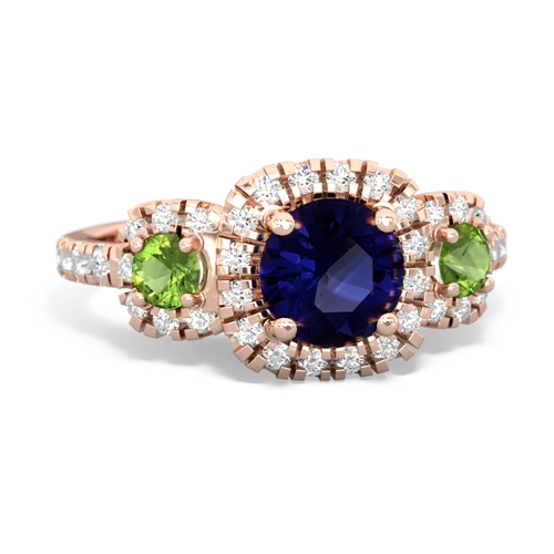 Sapphire Genuine Sapphire with Genuine Peridot and Genuine Emerald Regal Halo ring Ring