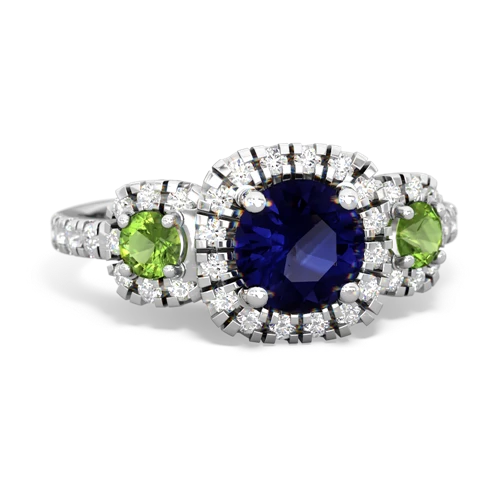 Sapphire Genuine Sapphire with Genuine Peridot and  Regal Halo ring Ring
