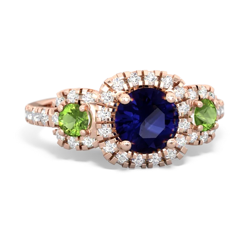 sapphire-peridot three stone regal ring