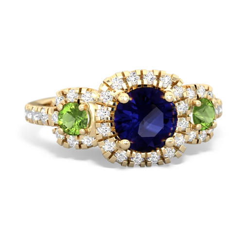 sapphire-peridot three stone regal ring