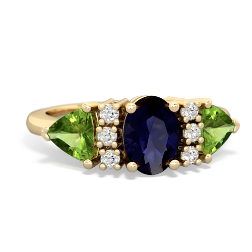 Sapphire Genuine Sapphire with Genuine Peridot and Genuine Garnet Antique Style Three Stone ring Ring