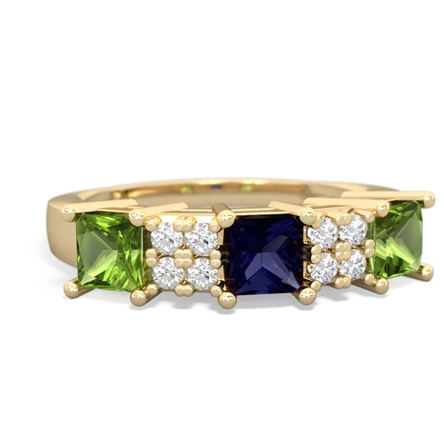 Sapphire Genuine Sapphire with Genuine Peridot and  Three Stone ring Ring