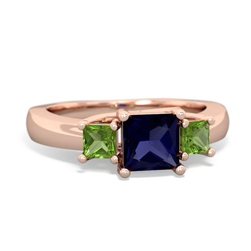 Sapphire Genuine Sapphire with Genuine Peridot and Lab Created Alexandrite Three Stone Trellis ring Ring