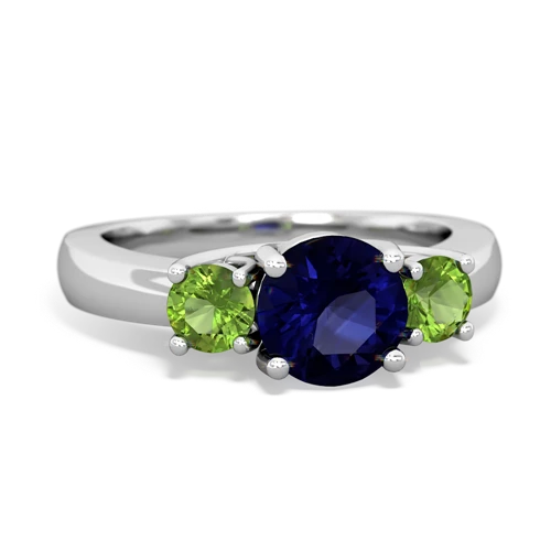 Sapphire Genuine Sapphire with Genuine Peridot and Lab Created Alexandrite Three Stone Trellis ring Ring
