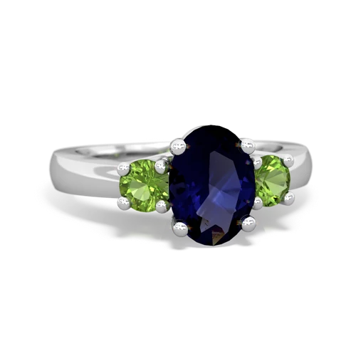 Sapphire Genuine Sapphire with Genuine Peridot Three Stone Trellis ring Ring