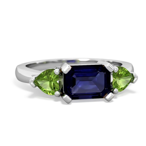Sapphire Genuine Sapphire with Genuine Peridot and Genuine Swiss Blue Topaz Three Stone ring Ring