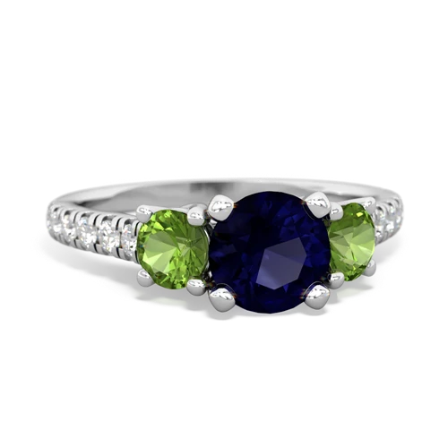 Sapphire Genuine Sapphire with Genuine Peridot and  Pave Trellis ring Ring