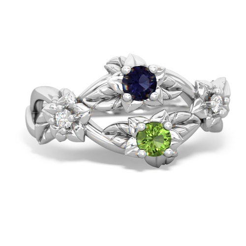 Sapphire Genuine Sapphire with Genuine Peridot Sparkling Bouquet ring Ring
