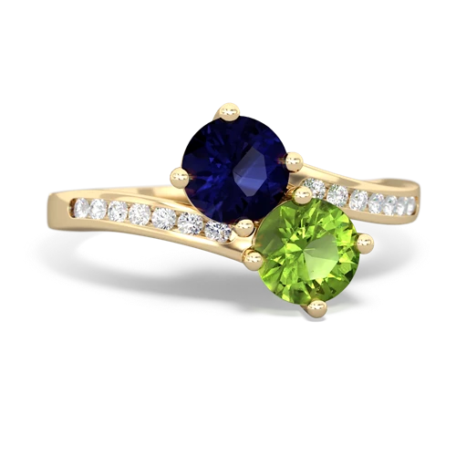 Sapphire Genuine Sapphire with Genuine Peridot Keepsake Two Stone ring Ring
