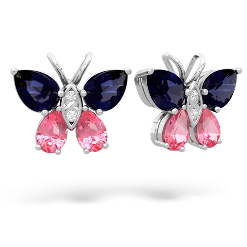 sapphire-pink sapphire butterfly earrings