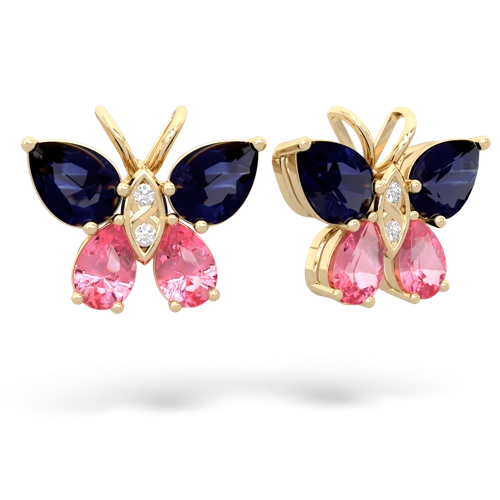 sapphire-pink sapphire butterfly earrings