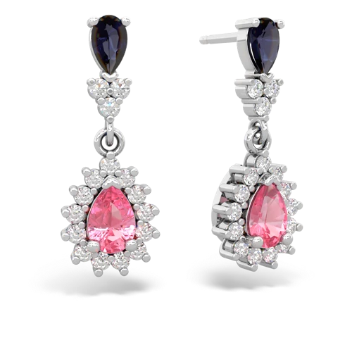 sapphire-pink sapphire dangle earrings