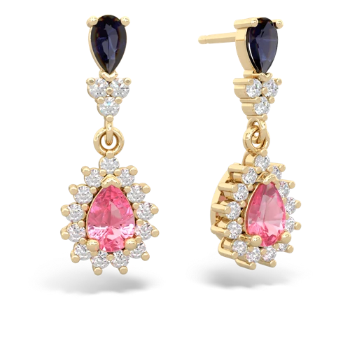 sapphire-pink sapphire dangle earrings