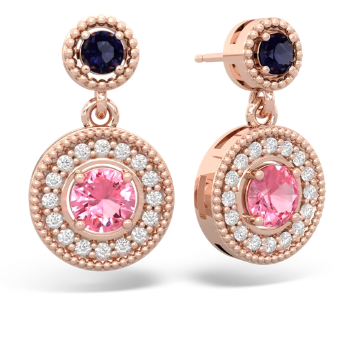 sapphire-pink sapphire halo earrings