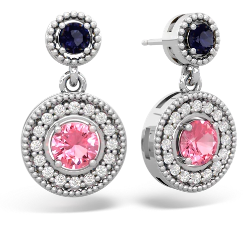 sapphire-pink sapphire halo earrings