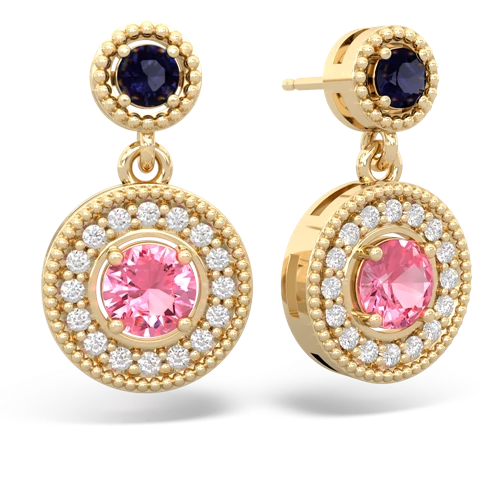sapphire-pink sapphire halo earrings