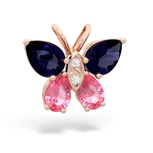 sapphire-pink sapphire butterfly pendant