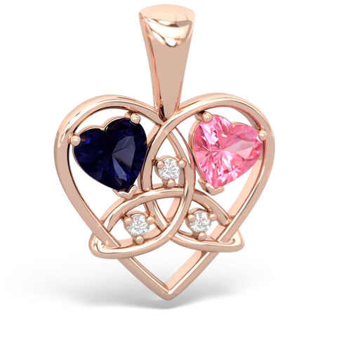 sapphire-pink sapphire celtic heart pendant