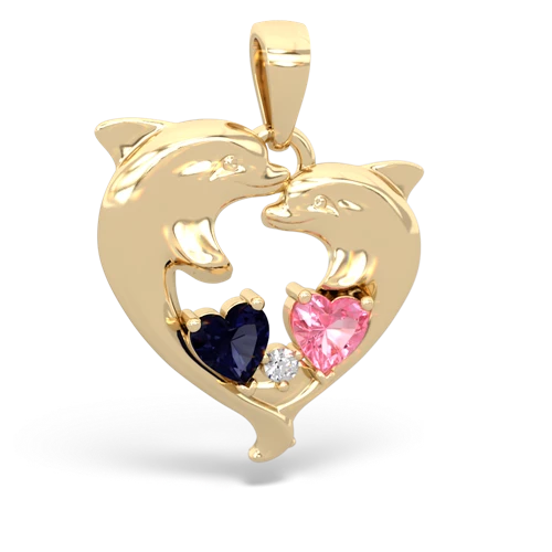 sapphire-pink sapphire dolphins pendant