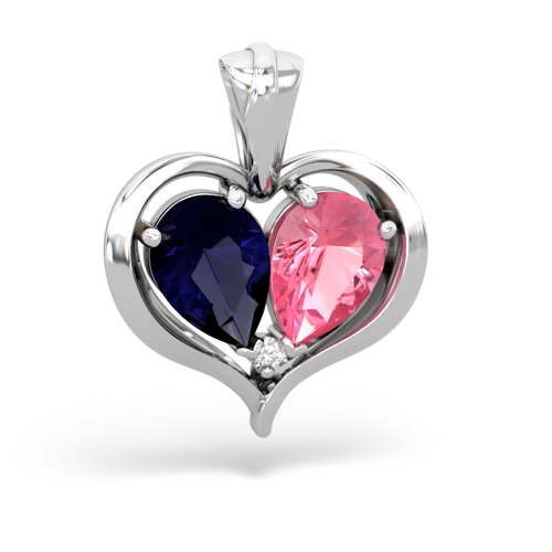 sapphire-pink sapphire half heart whole pendant