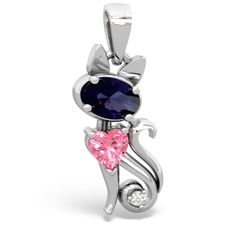 sapphire-pink sapphire kitten pendant