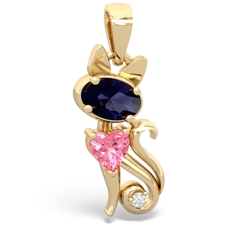 sapphire-pink sapphire kitten pendant