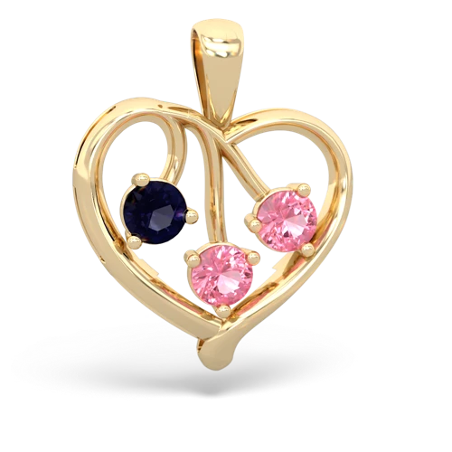 sapphire-pink sapphire love heart pendant