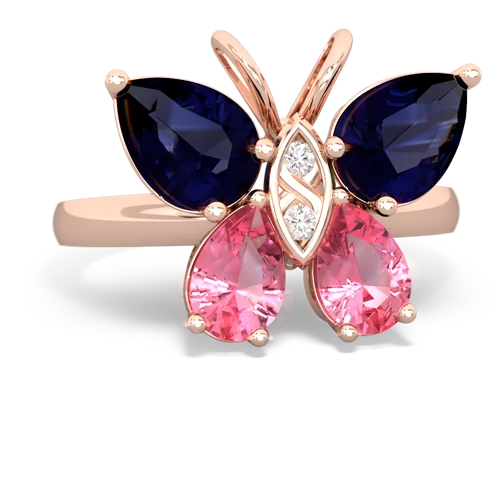 sapphire-pink sapphire butterfly ring