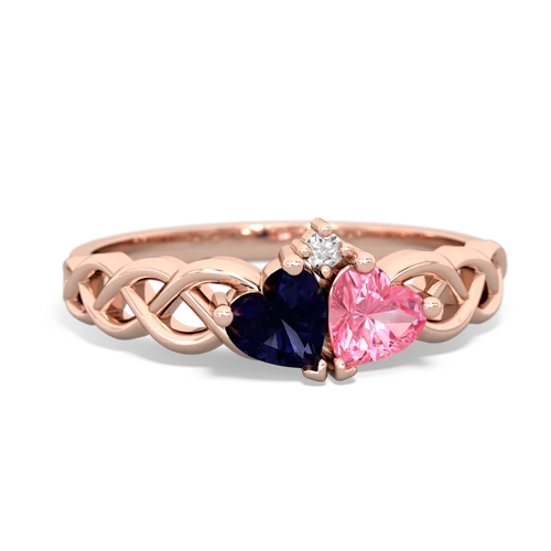 sapphire-pink sapphire celtic braid ring