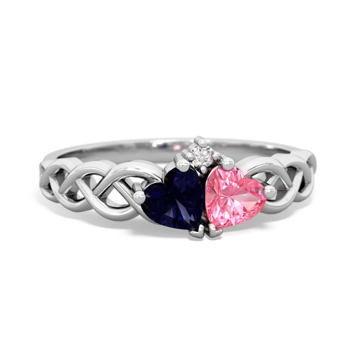 sapphire-pink sapphire celtic braid ring