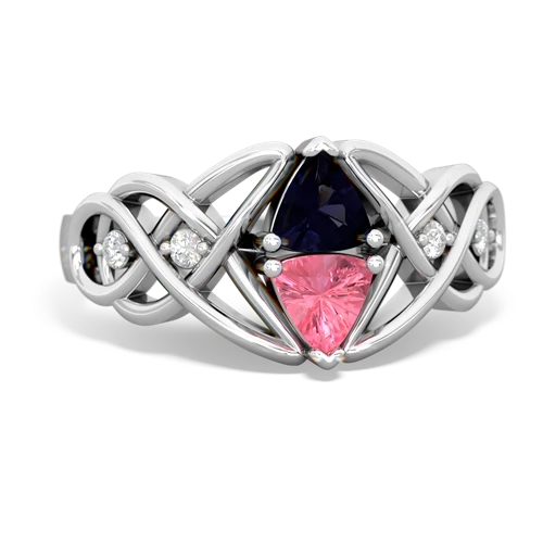 sapphire-pink sapphire celtic knot ring