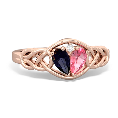 sapphire-pink sapphire celtic knot ring