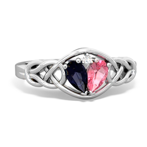sapphire-pink sapphire celtic knot ring