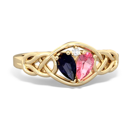 sapphire-pink sapphire celtic knot ring