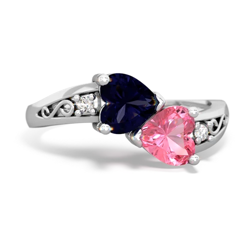 sapphire-pink sapphire filligree ring