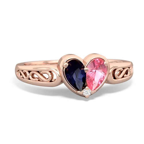 sapphire-pink sapphire filligree ring