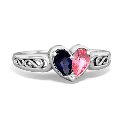 sapphire-pink sapphire filligree ring