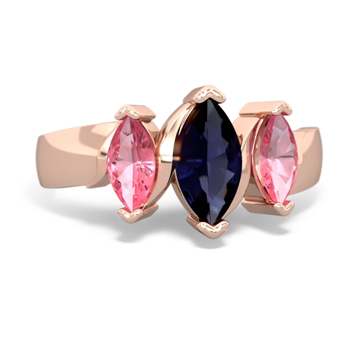 Sapphire Genuine Sapphire with Lab Created Pink Sapphire and Lab Created Sapphire Three Peeks ring Ring