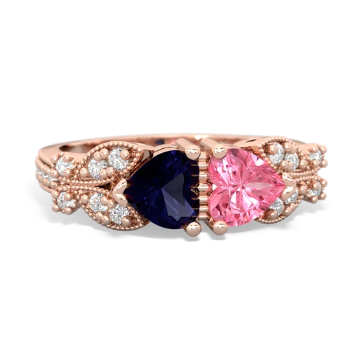 sapphire-pink sapphire keepsake butterfly ring