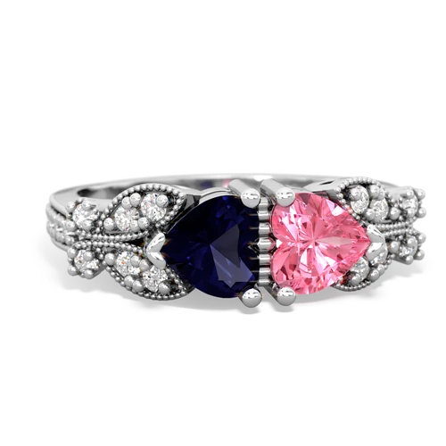 sapphire-pink sapphire keepsake butterfly ring